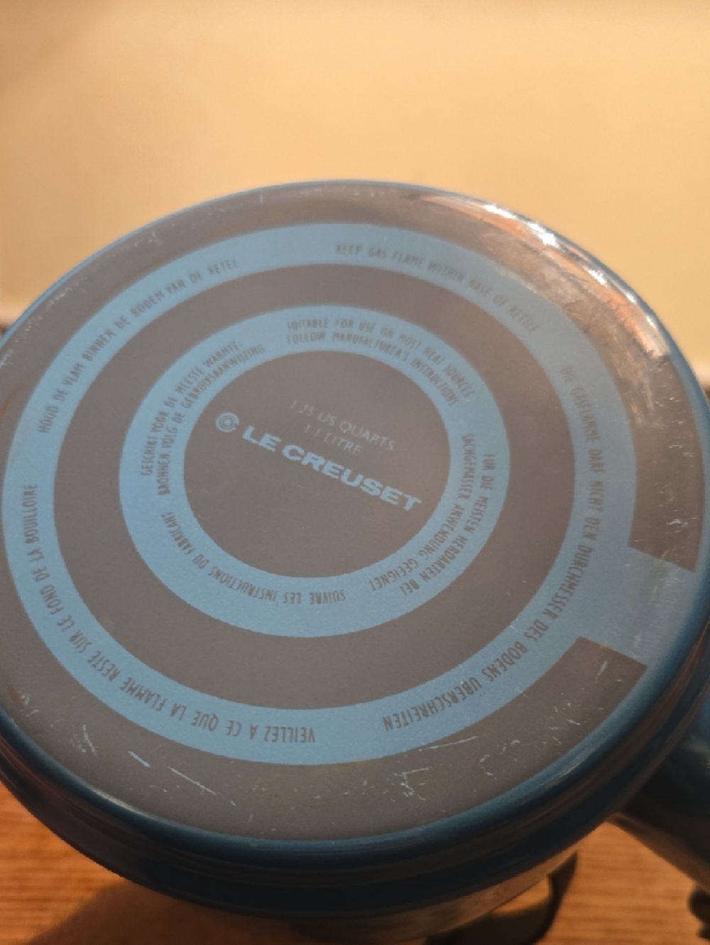 Le Creuset Carribean Blue Teakettle with Black Handle and Knob - Picture 11 of 16